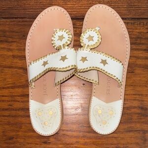 Jack Rogers White and Gold Star Embellished Sandals